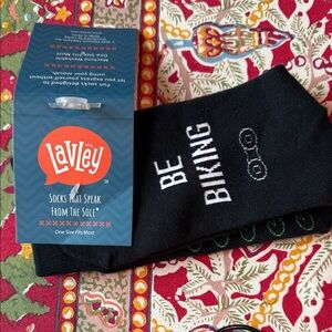 Lavley NWT socks. Cute Bicycle pattern. Black One Size